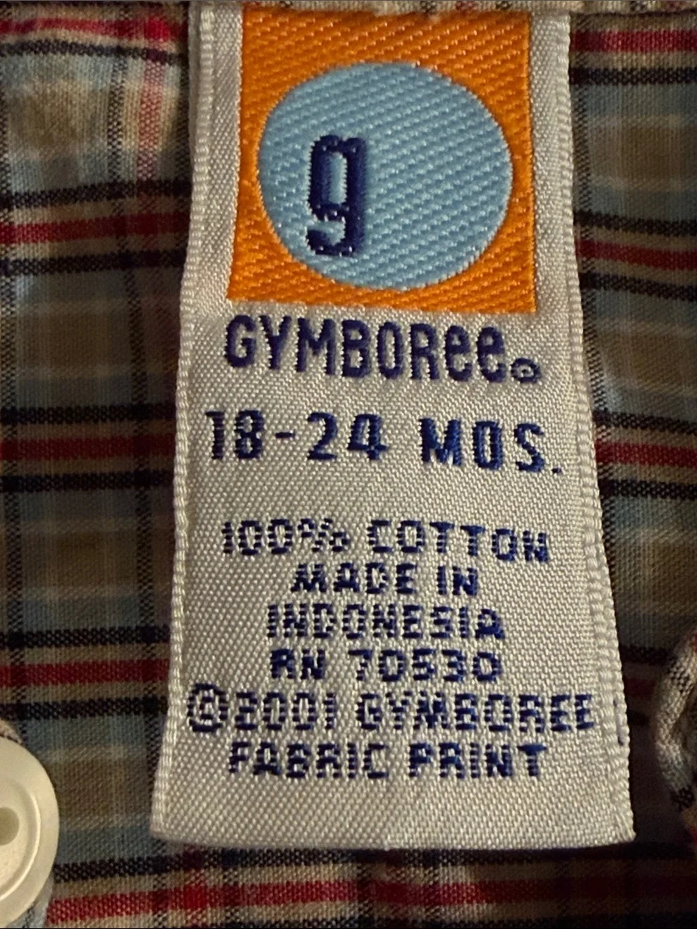 Gymboree Vintage Red & Blue Plaid Button-Down Shirt Size 18-24 Months